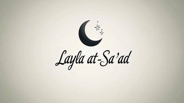 Elegant Logo Design Featuring Crescent Moon and Stars on White Background