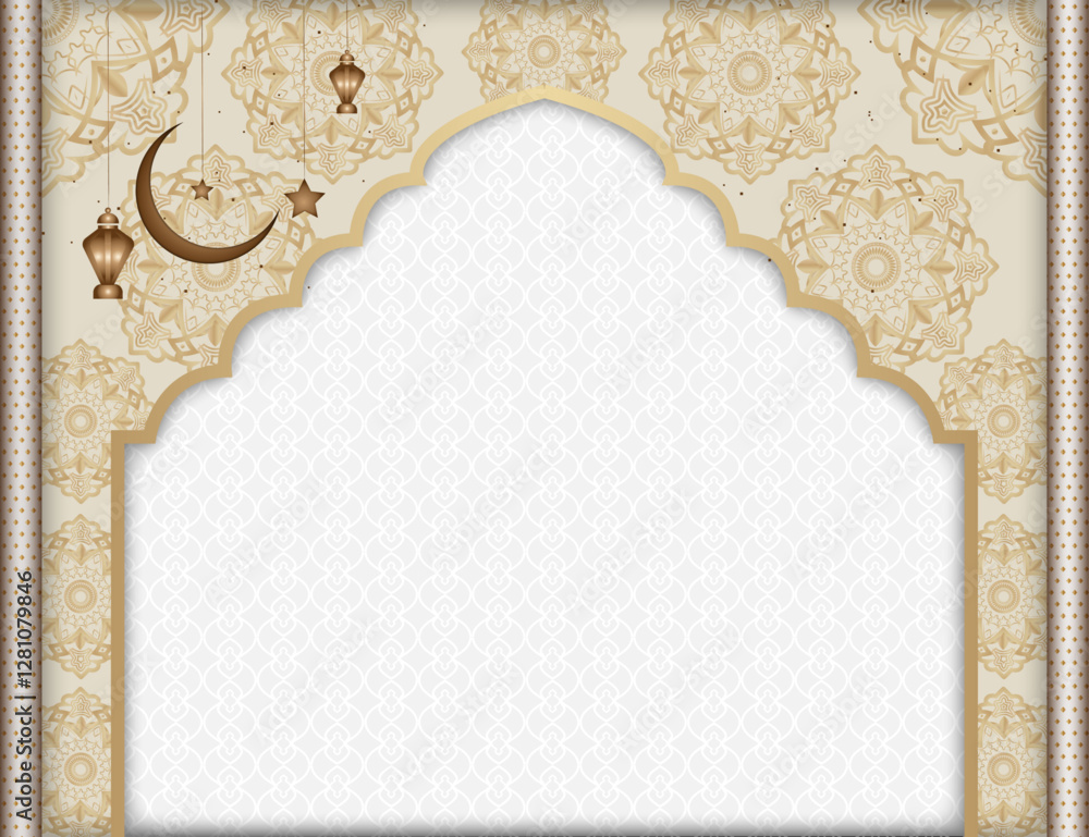 Poster floral texture islamic banner background | abstract vector background with multi pattern object, moo