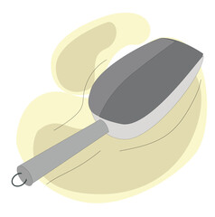 Ice scoop for bartending. Chromed metal scoop or cocktail bar tool 