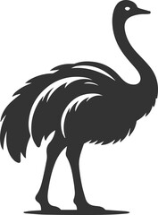 Ostrich standing tall with neck stretched animal silhouette vector