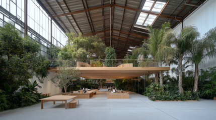 Modern interior design with greenery