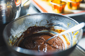 Chocolate dessert baking process, meditation, healthy eating, good mood