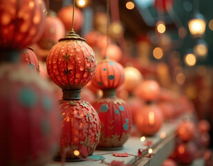 Colorful Dia De Muertos Lanterns Creating a Festive Atmosphere of Celebration