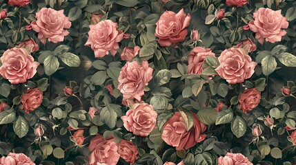 classic pattern on a beautiful rose plant