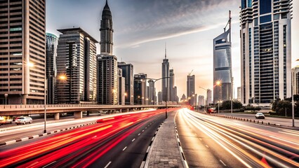 Fototapeta premium asphalt highway road or empty road highway passing by the edge of dense woods on clear sky with dense white clouds