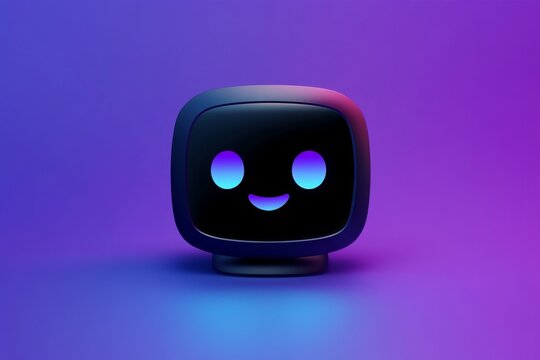 A futuristic, friendly AI robot icon with a glowing face and a modern, sleek design. Perfect for technology, artificial intelligence, and digital assistant concepts.