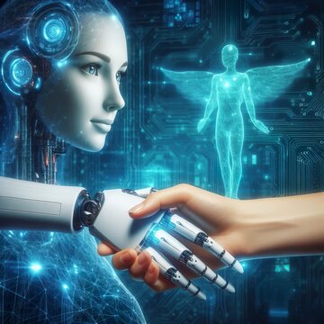 Future technology using robot to help humans