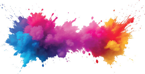 Bold and Playful Watercolor Splatters, Stains, and Streaks of Vibrant Colors Mixed with Artistic Brush Marks, Making a Modern and Colorful Explosion of Aquarelle on a White Background.
