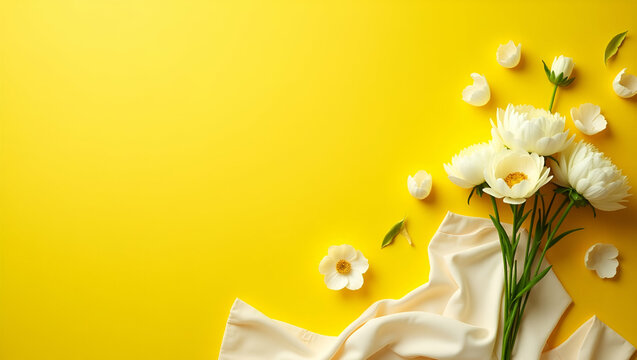Title: A Vibrant Spring-Inspired Layout Featuring a Bouquet

