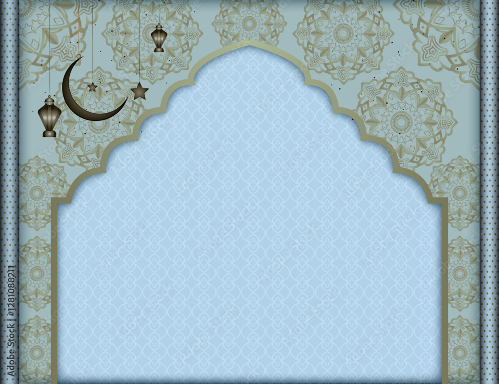 Poster floral texture islamic banner background | abstract vector background with multi pattern object, moo