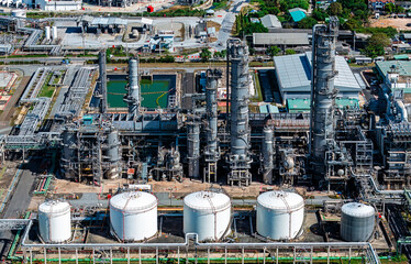 Aerial view oil and gas industry and chemical plant.