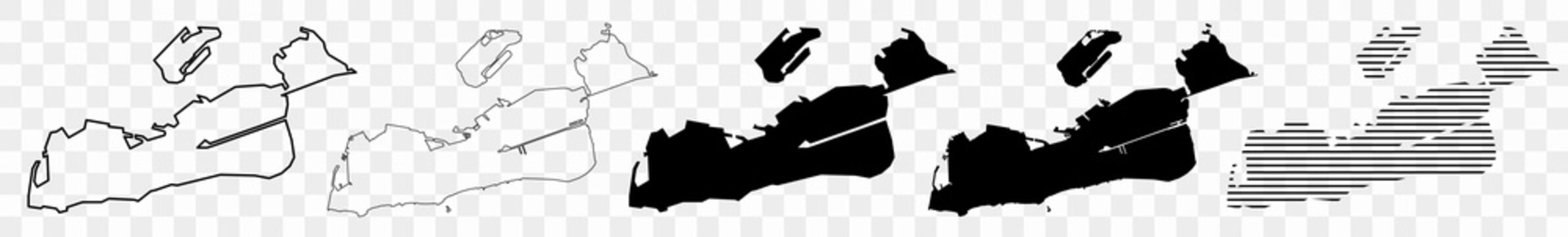 Key West City Map Black | United States Town Border | US American City | Transparent Isolated | Variations