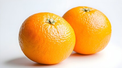 Realistic Oranges on White Background with High Resolution Detail