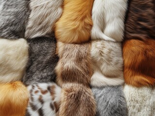 Close-up of faux fur textures in multiple shades.