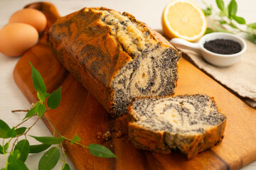 Delicious lemon and poppy seed cake.