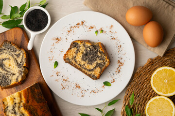 Delicious lemon and poppy seed cake.