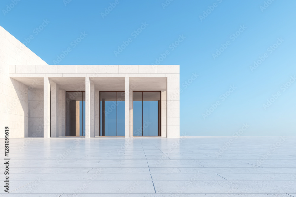 Poster modern architectural design with clean lines and expansive sky.