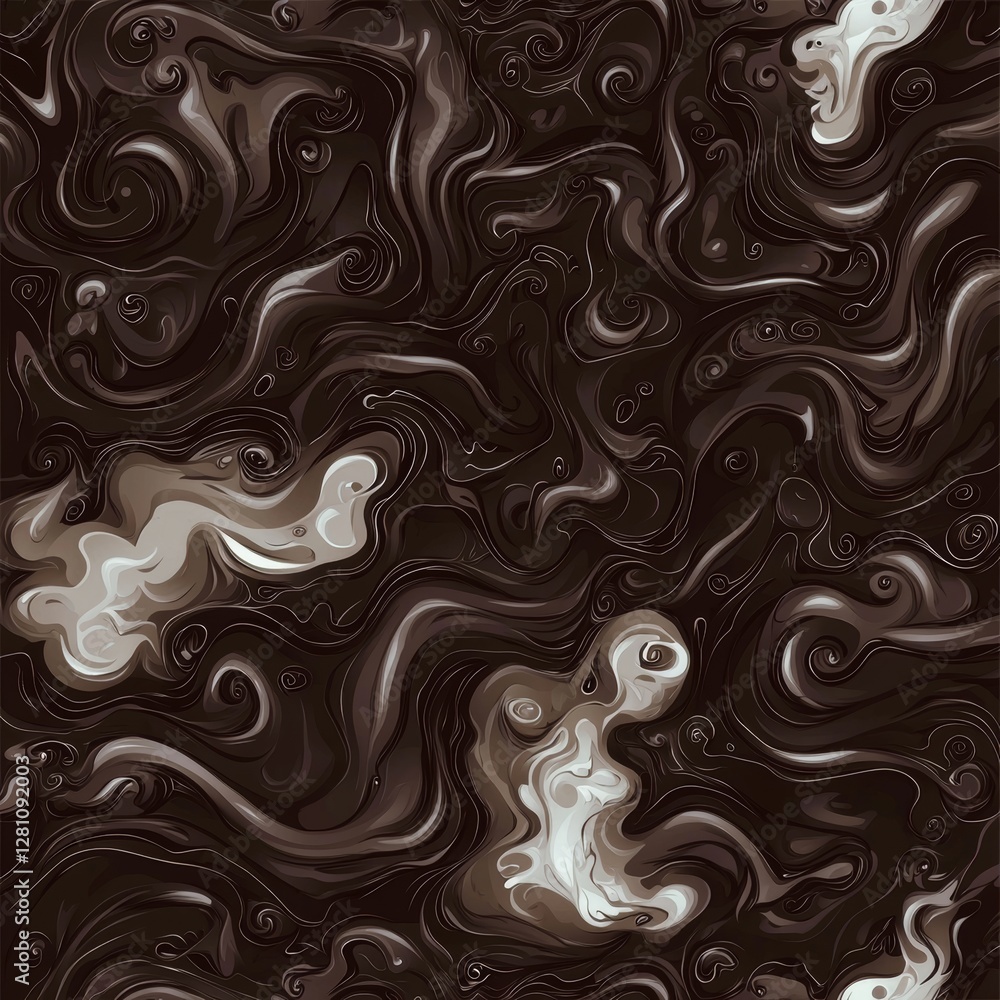 Poster smooth abstract transition from dark brown to pastel mocha mousse, featuring soft gradient with flow