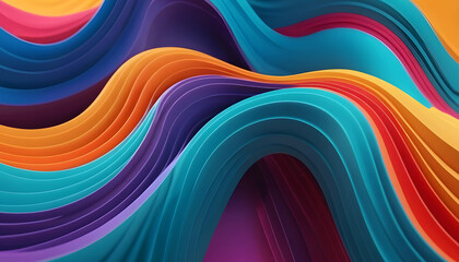 3D colorful wave abstract background, fluid curves, dynamic motion, high-definition, modern design