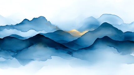 Abstract mountainscape, ink wash art, serenity, background
