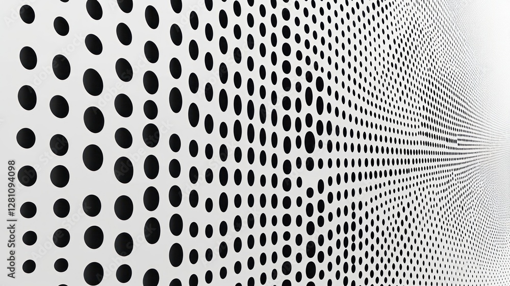 Poster abstract black and white dot pattern: a visual journey into depth and perspective