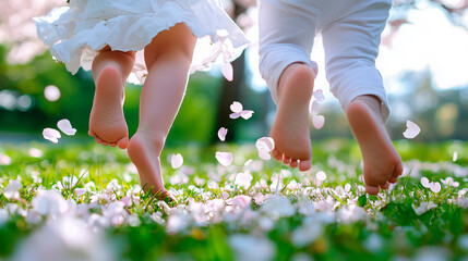 Fototapeta premium Dancing in Cherry Blossoms on a Spring Day