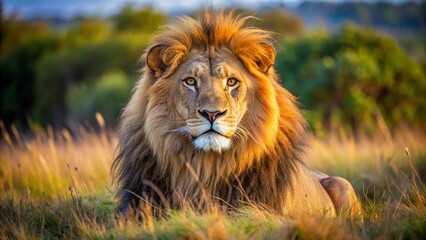 Obraz premium male lion in the grass