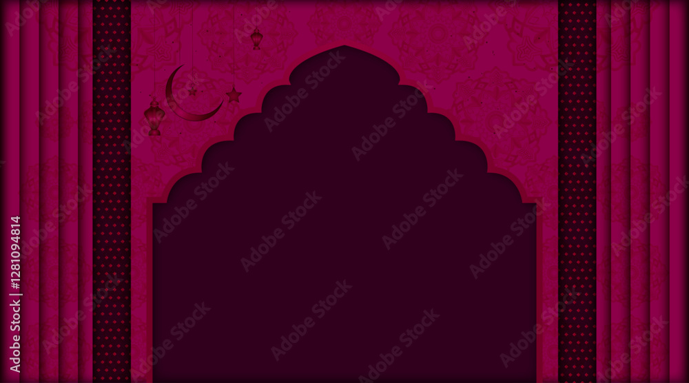 Poster floral texture islamic banner background | abstract vector background with multi pattern object, moo