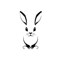 Minimalist Abstract Bunny Illustration.