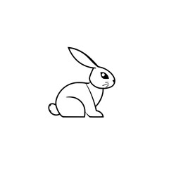 Outline drawing of a rabbit sitting in profile.