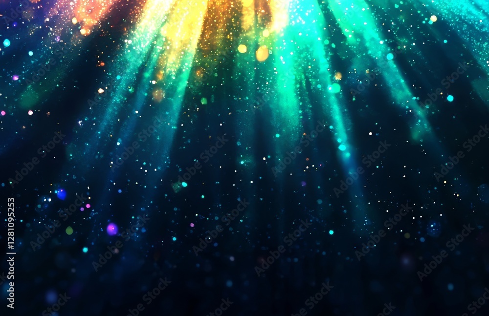 Aufkleber the sky is filled with an abstract burst of blue light, shining brightly with a sparkle, as a dynami