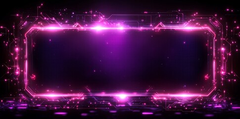 A horizontal frame with a purple glow, embodying a futuristic and sci-fi aesthetic, infused with technology