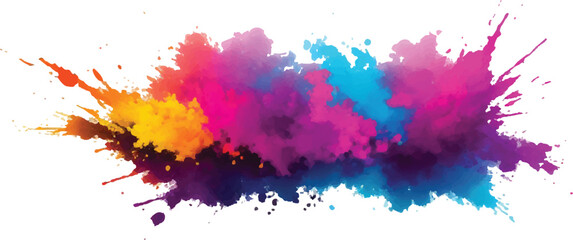 Radiant Watercolor Brush Strokes and Explosive Colorful Splashes on a White Canvas, Blending Abstract Art with a Playful, Modern Touch to Create an Exciting and Dynamic Visual Experience.
