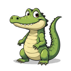 Obraz premium Cartoon illustration of an alligator with white background 