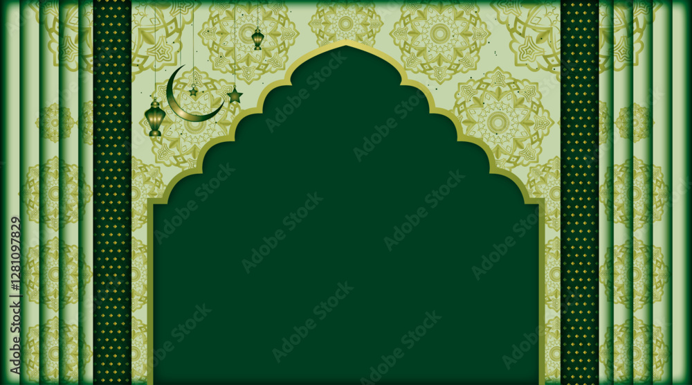 Poster floral texture islamic banner background | abstract vector background with multi pattern object, moo