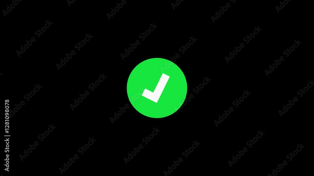 Poster green check tick mark animated video designsymbolizing right animation in motion graphics of a check