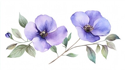 Purple Wild Flowers Watercolor Painting