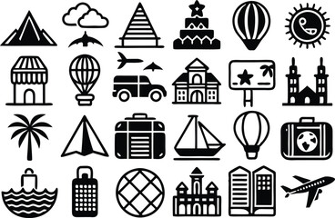 Set of  travel icons, thin line style