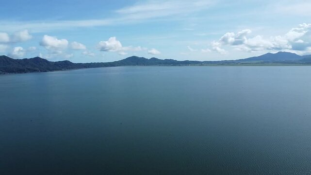 Drone footage from Tondano Lake in Tondano, Indonesia