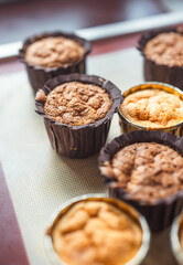 Chocolate and vanilla cupcakes, organic low sugar cupcakes for parties and gatherings, small baking business, green cupcake packaging boxes