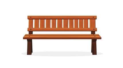 Wooden bench. Cartoon garden backyard or city park bench flat vector illustration. Modern wood garden furniture