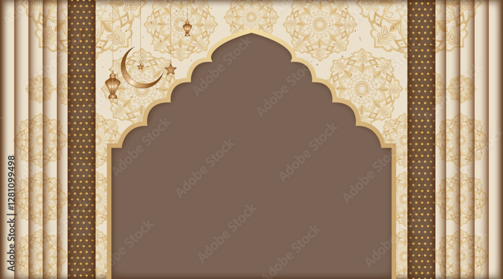 Poster floral texture islamic banner background | abstract vector background with multi pattern object, moo