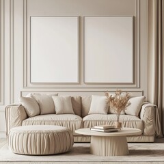 Living room wall poster mockup