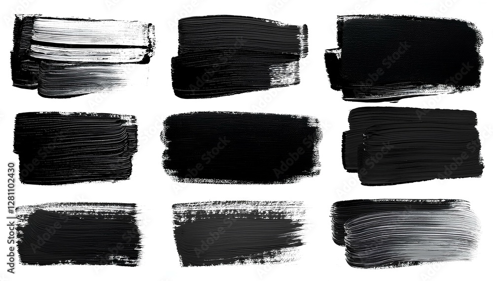Aufkleber set of black watercolor paint strokes on the white background. vector illustration of rectangle text