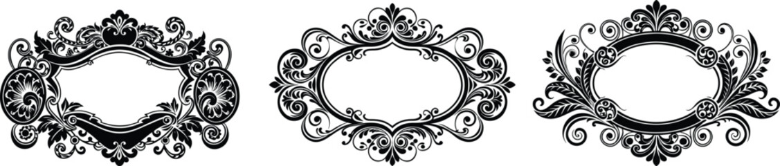 beautiful graphic with a black elegant plant ornament on an isolated background