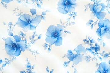 Fototapeta premium Patterned floral design with blue flowers, suitable for linens and home goods.