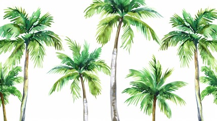 Seamless Watercolor Palm Tree Pattern for Surface Design