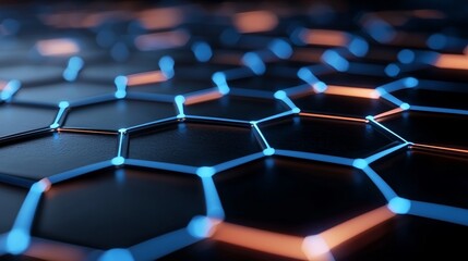 Obraz premium High-tech innovation and communication depicted through abstract futuristic hexagons and circuit boards