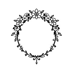 Elegant Floral Wreath in Black and White