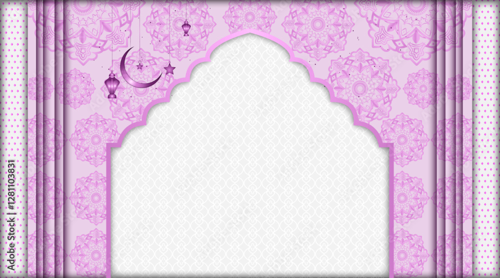 Poster floral texture islamic banner background | abstract vector background with multi pattern object, moo